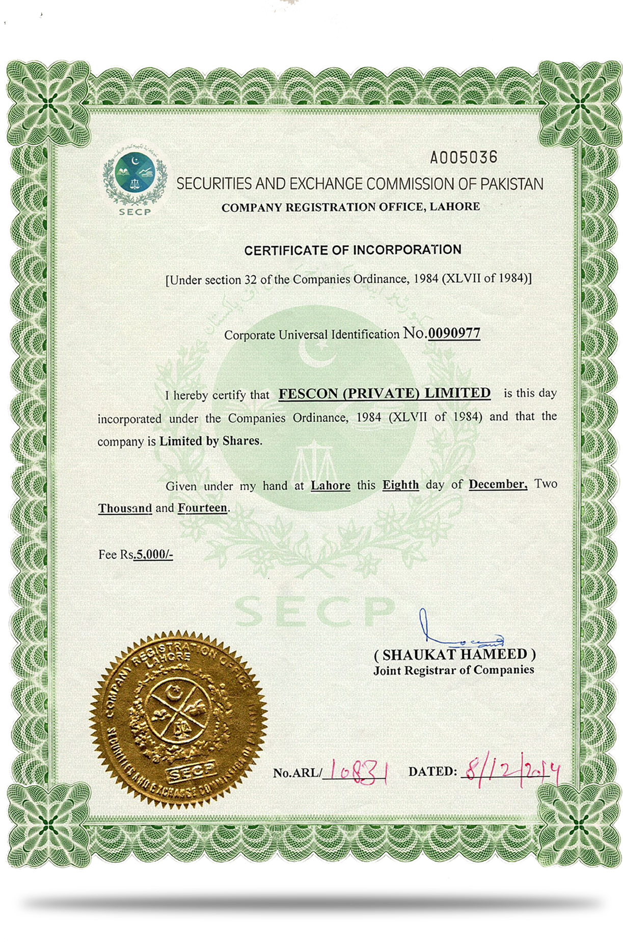 NTDC & DISCOs Enlistment Certificate